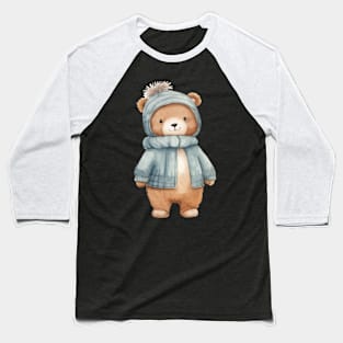 fat bear wearing a winter scarf Baseball T-Shirt